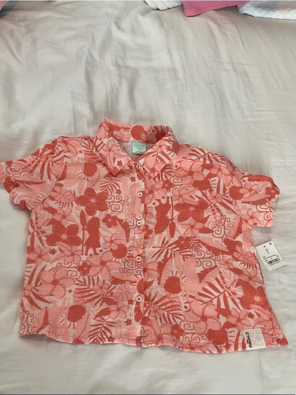 Disney Moana Pink and Coral Floral Kids Matching Set - Picture 3 of 5